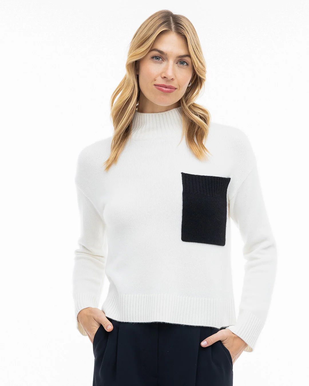 Cashmere Contrast Pocket High Neck - Image 4