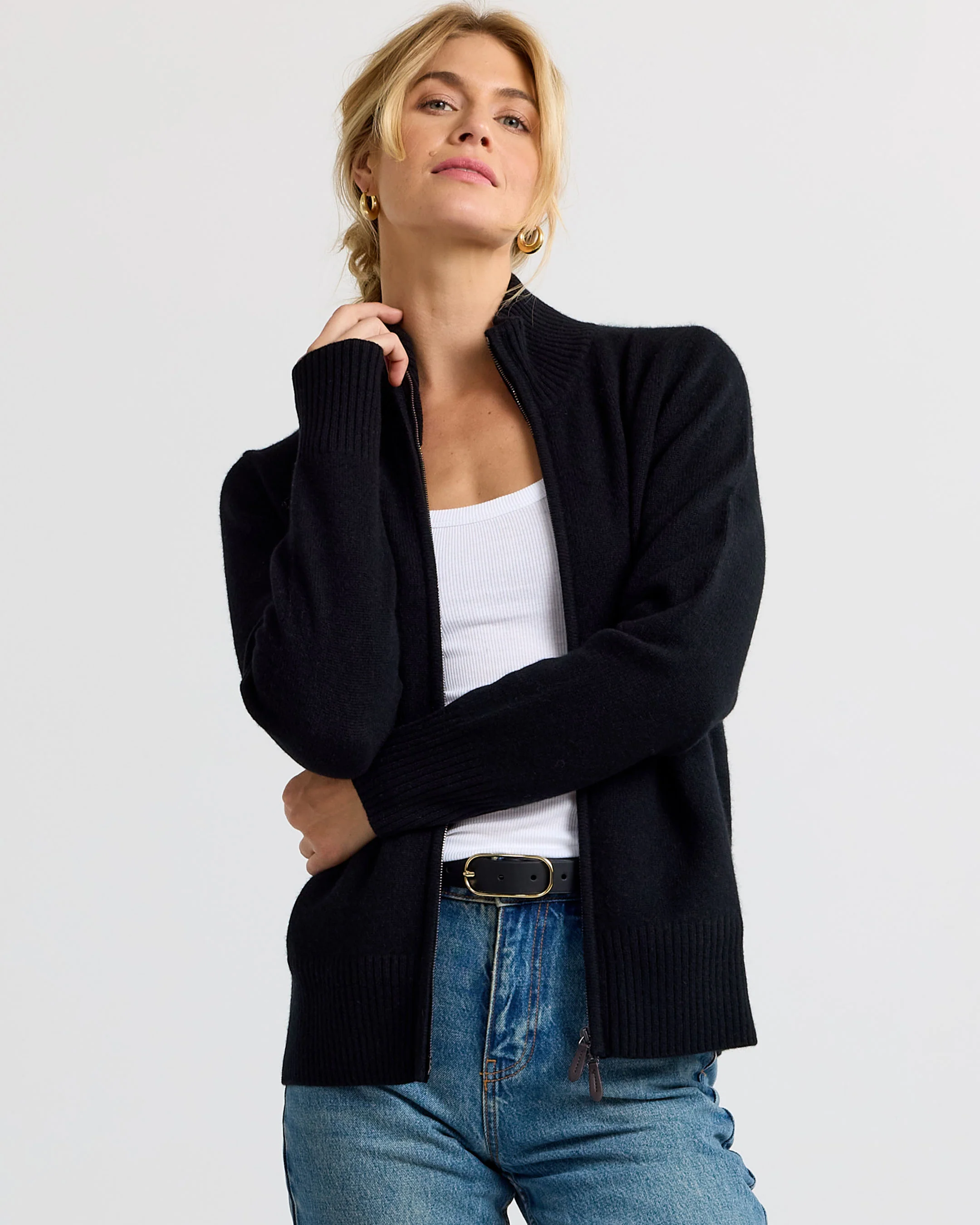 Cashmere Stand Collar Cardigan - Image 2