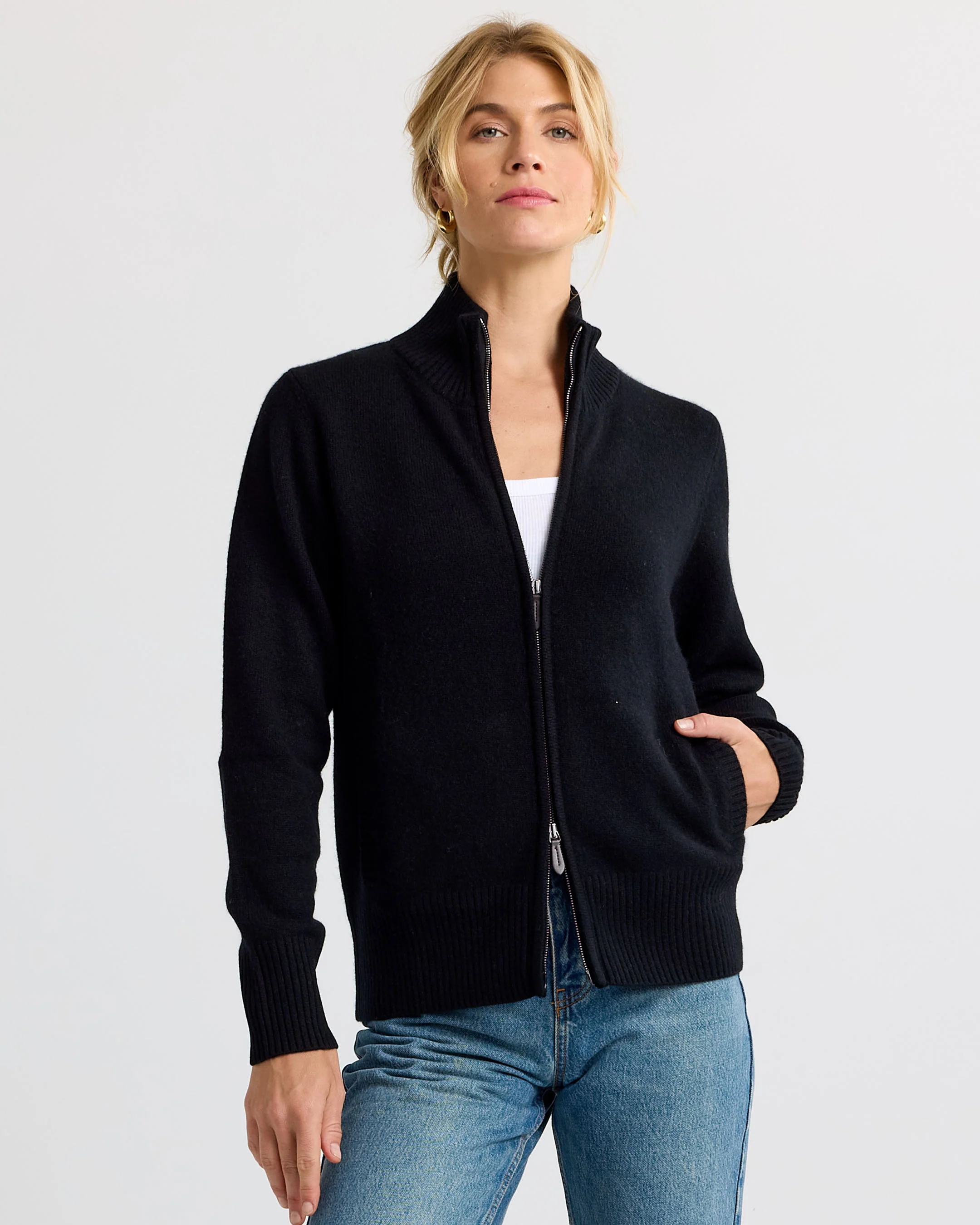Cashmere Stand Collar Cardigan - Image 3