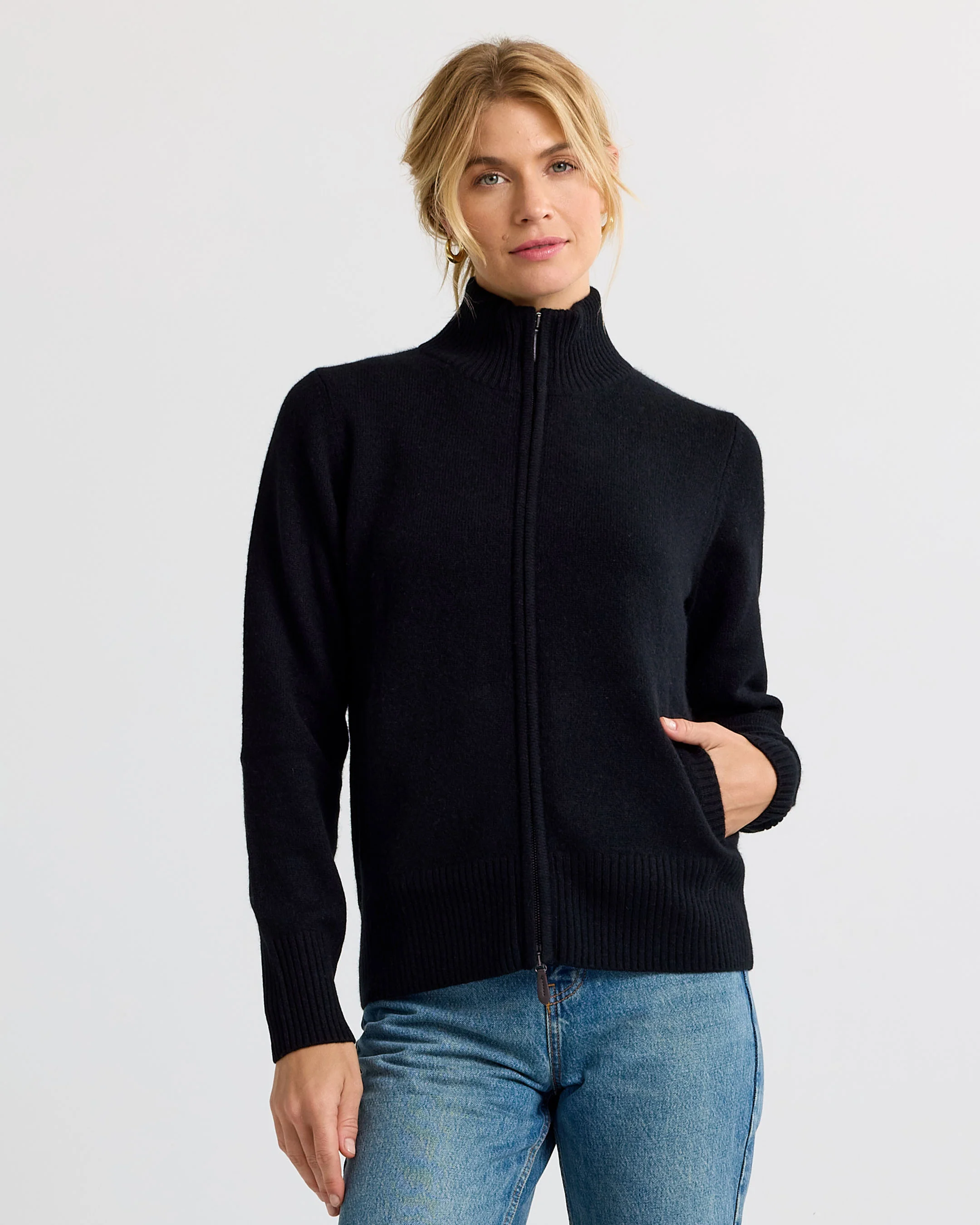 Cashmere Stand Collar Cardigan - Image 4