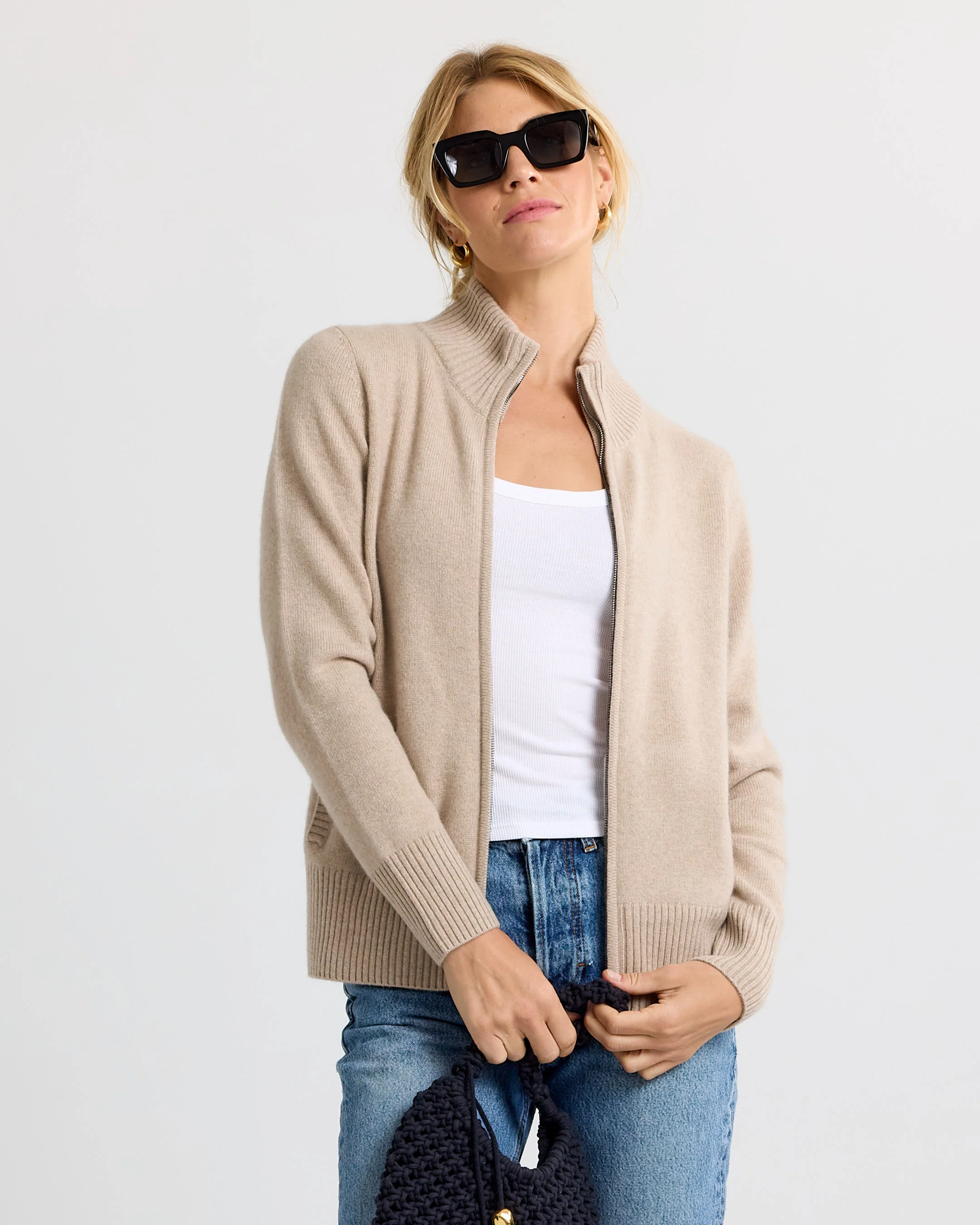 Cashmere Stand Collar Cardigan - Image 2