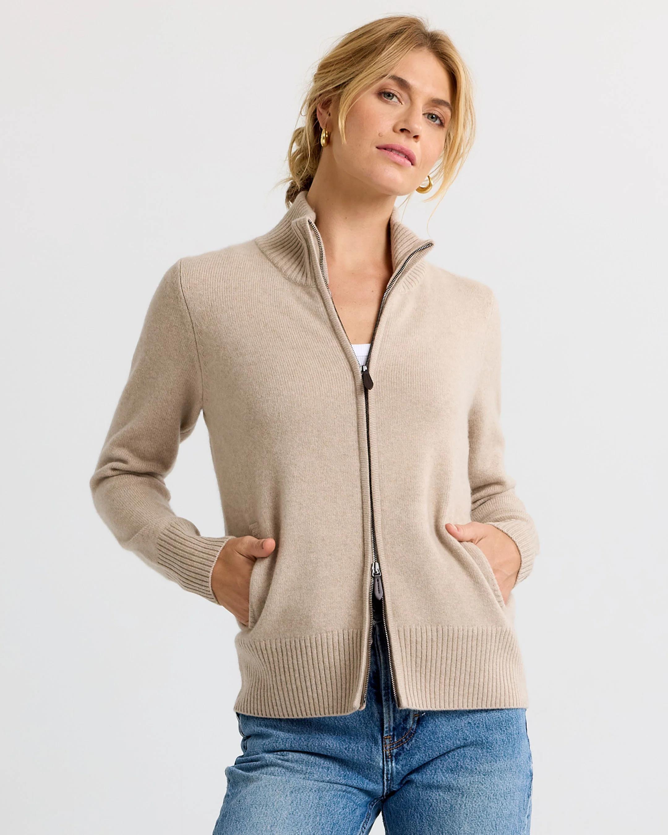 Cashmere Stand Collar Cardigan - Image 4
