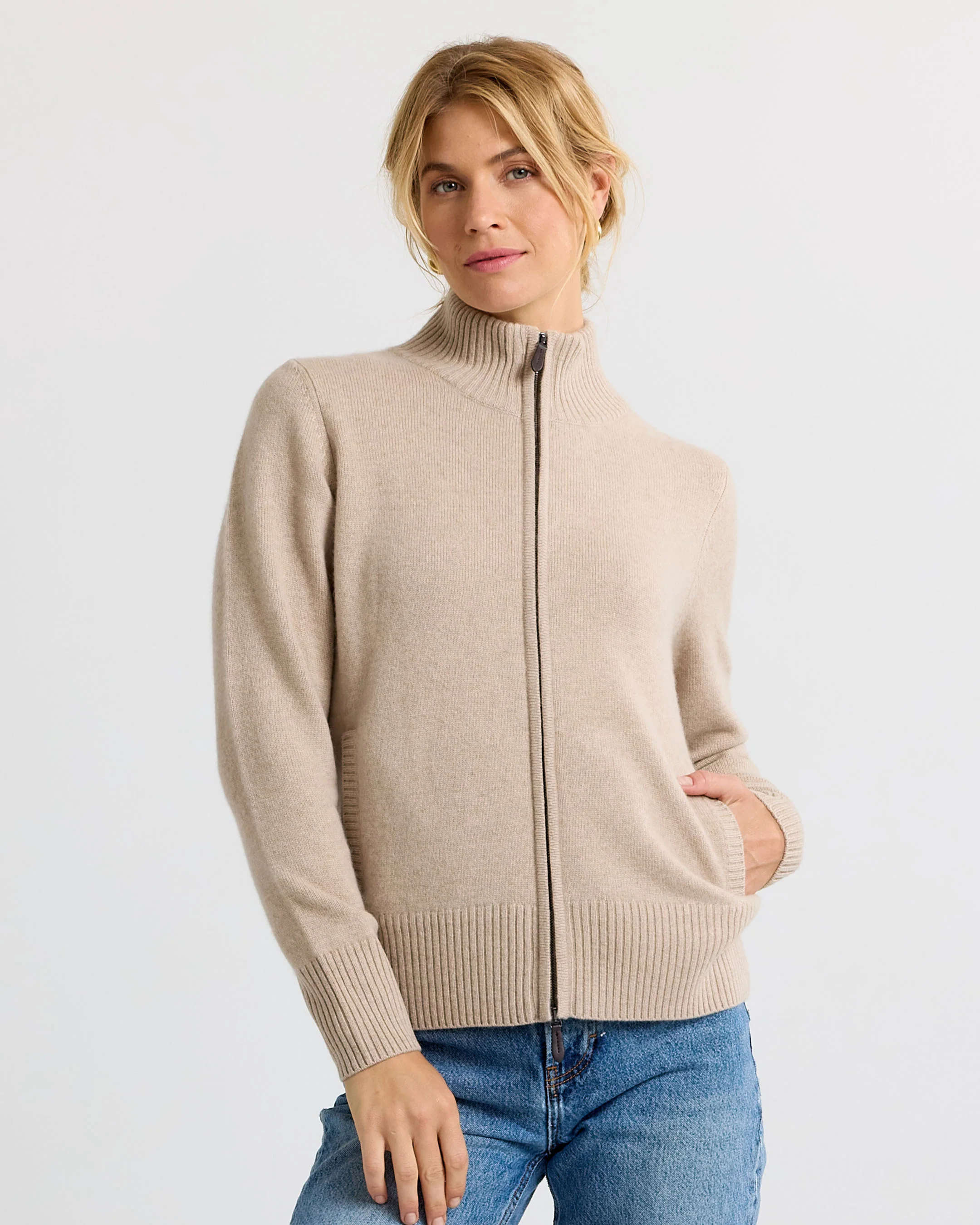 Cashmere Stand Collar Cardigan - Image 5
