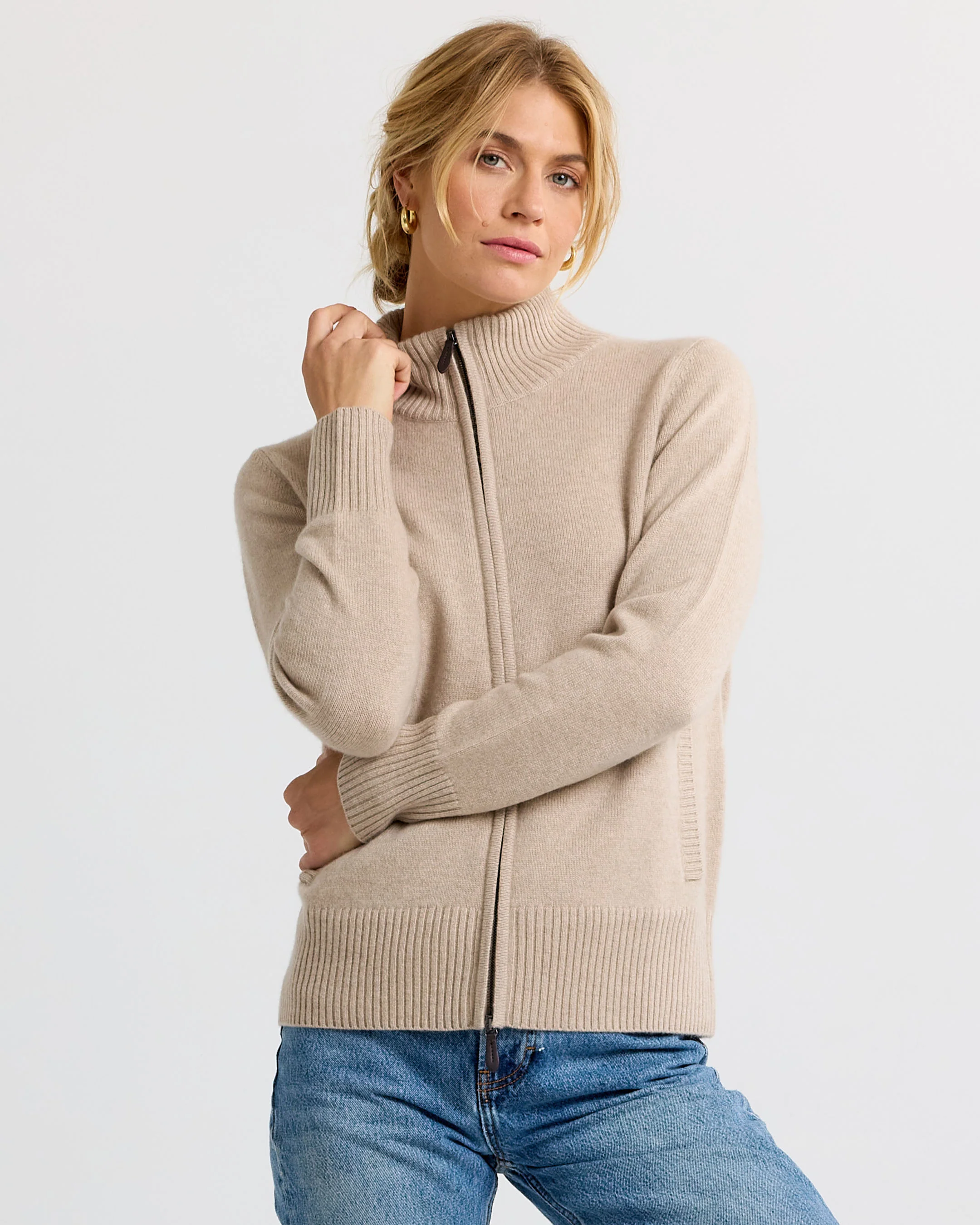 Cashmere Stand Collar Cardigan - Image 6