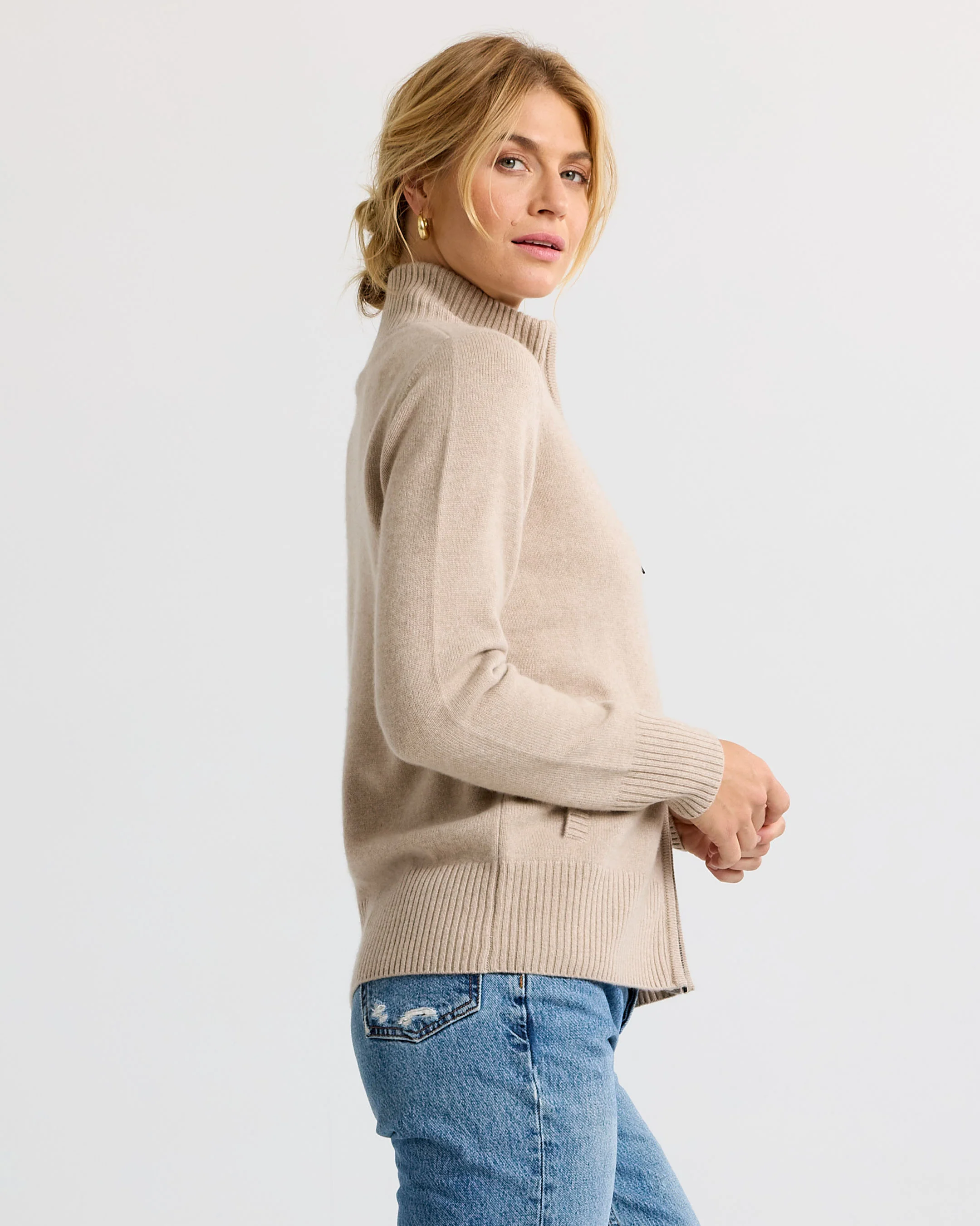 Cashmere Stand Collar Cardigan - Image 7