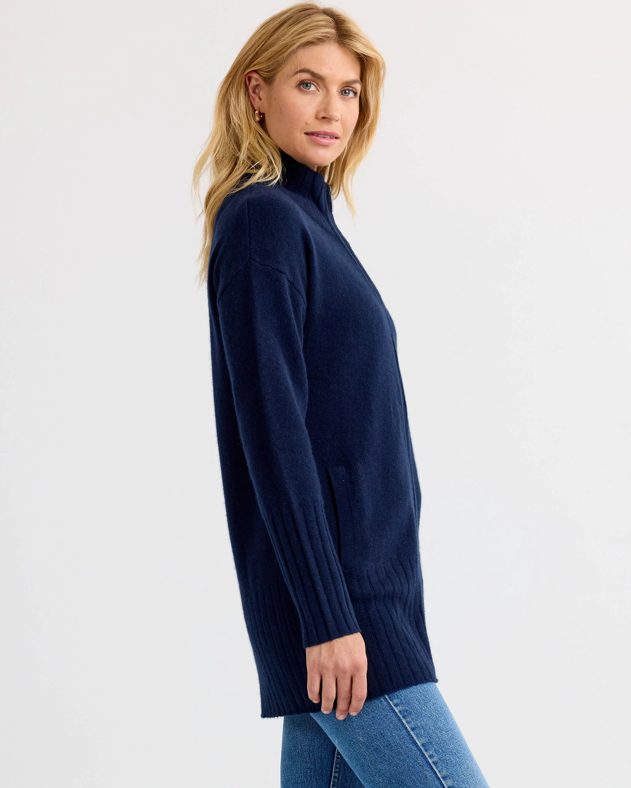 Cashmere Zip Up Cardigan - Image 10