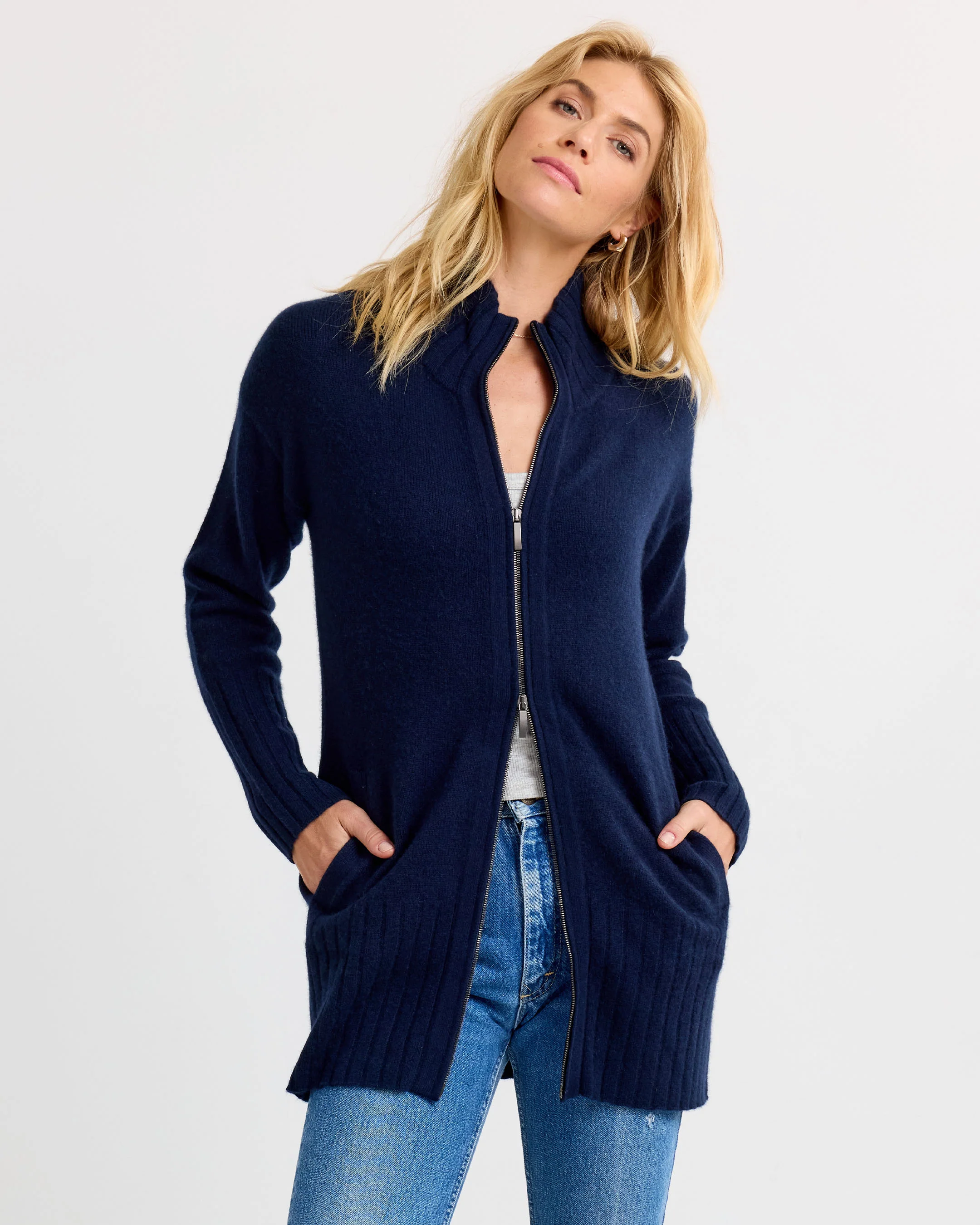 Cashmere Zip Up Cardigan - Image 6