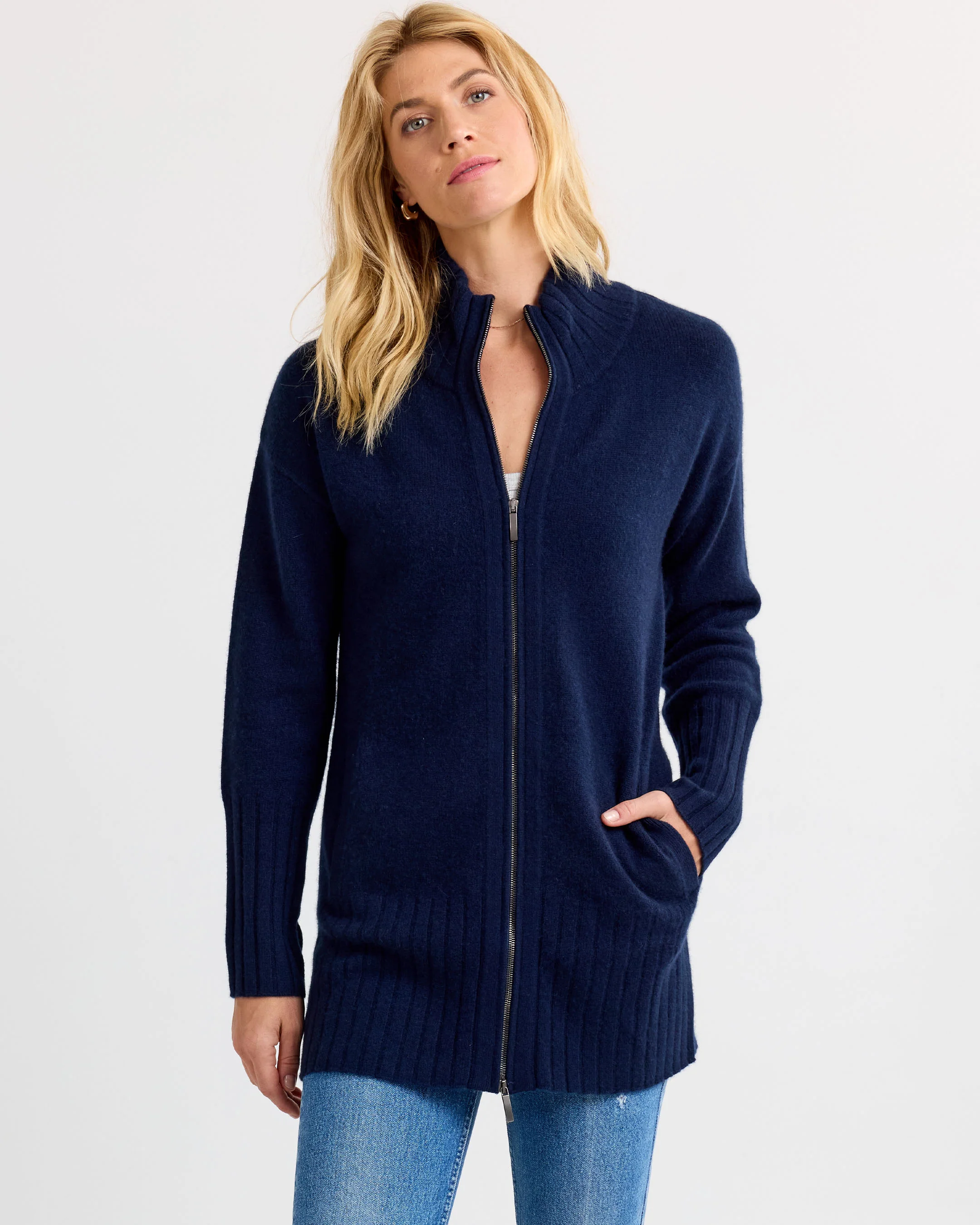 Cashmere Zip Up Cardigan - Image 7