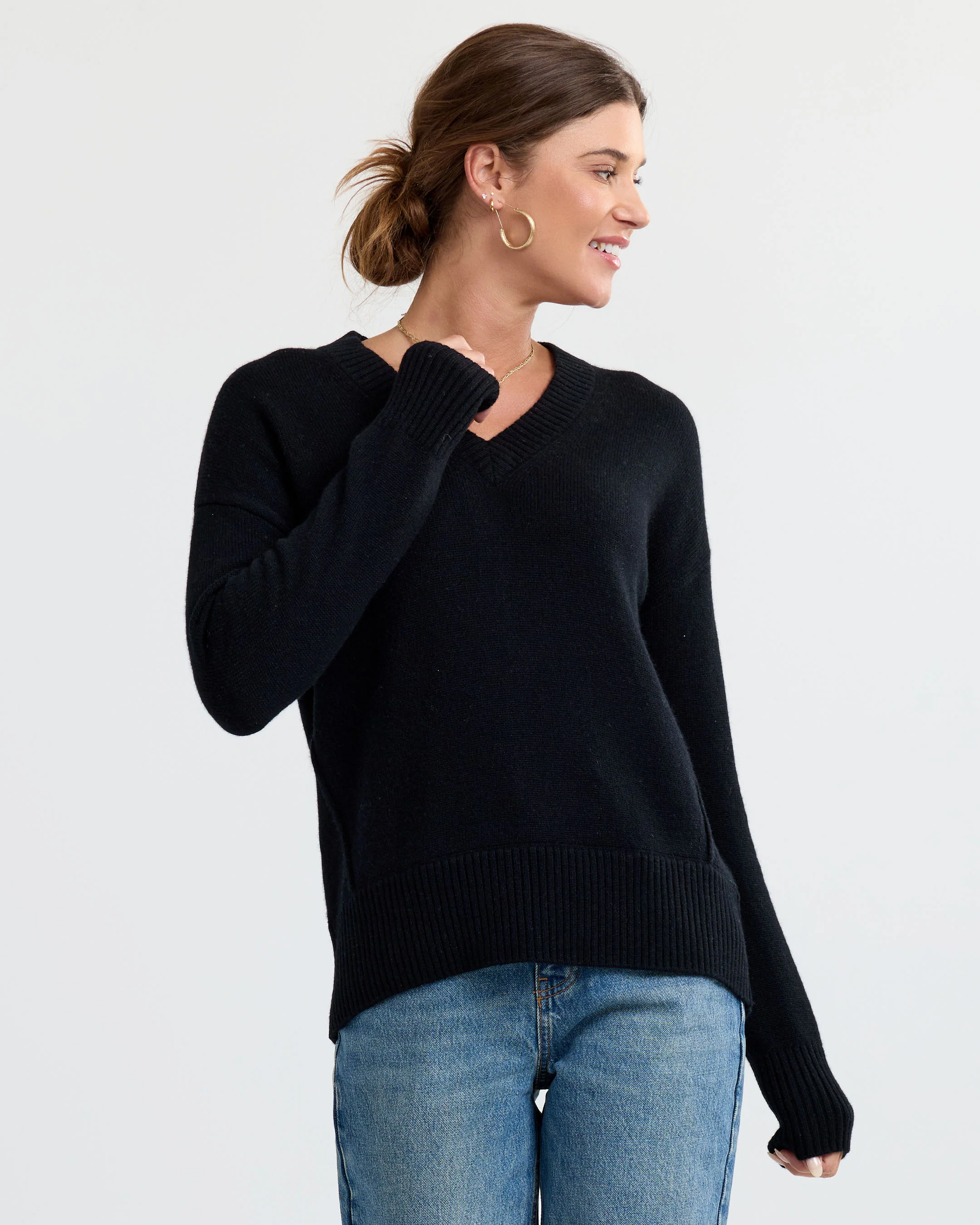 Cashmere Forward Seam V-Neck - Image 3