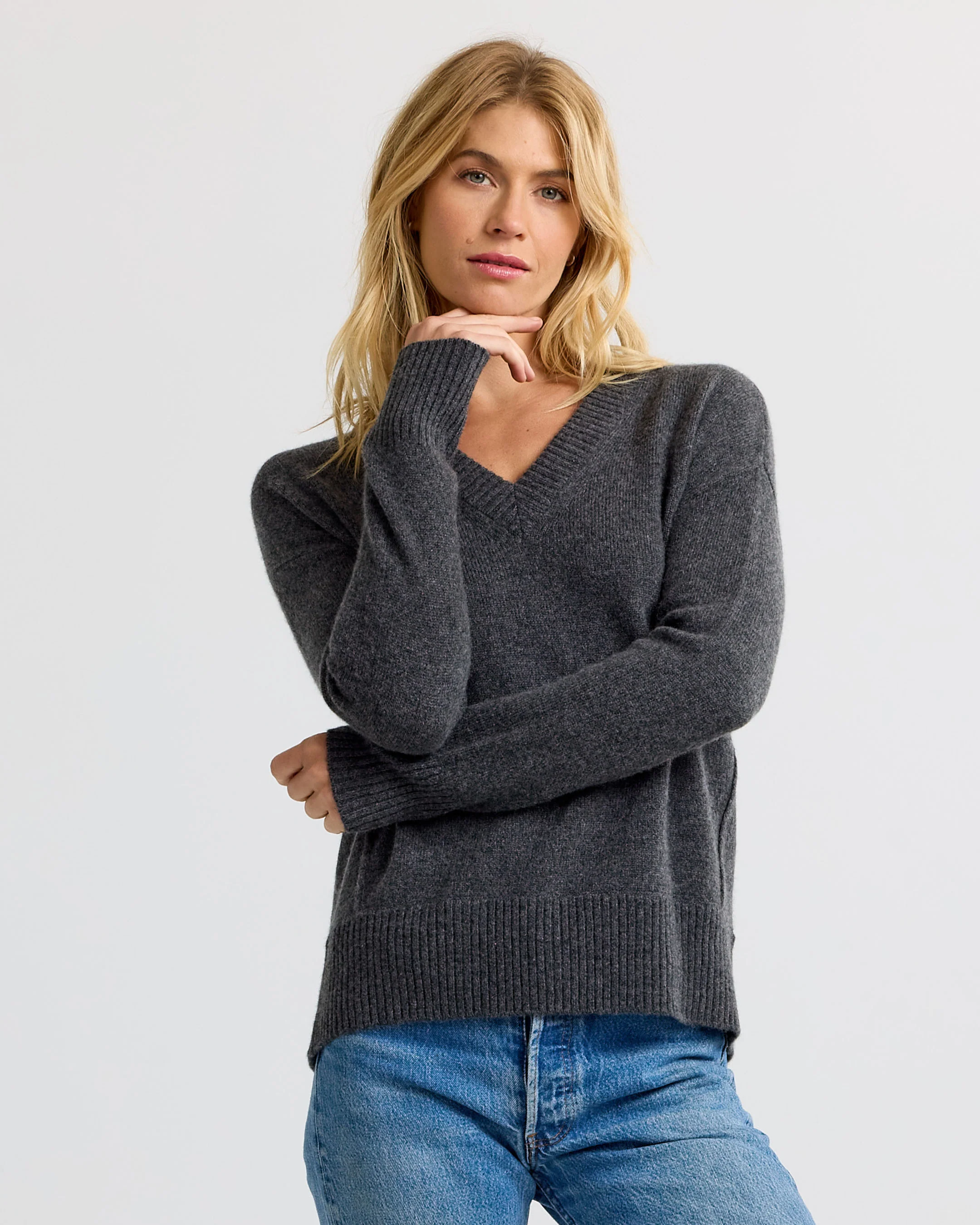Cashmere Forward Seam V-Neck - Image 5